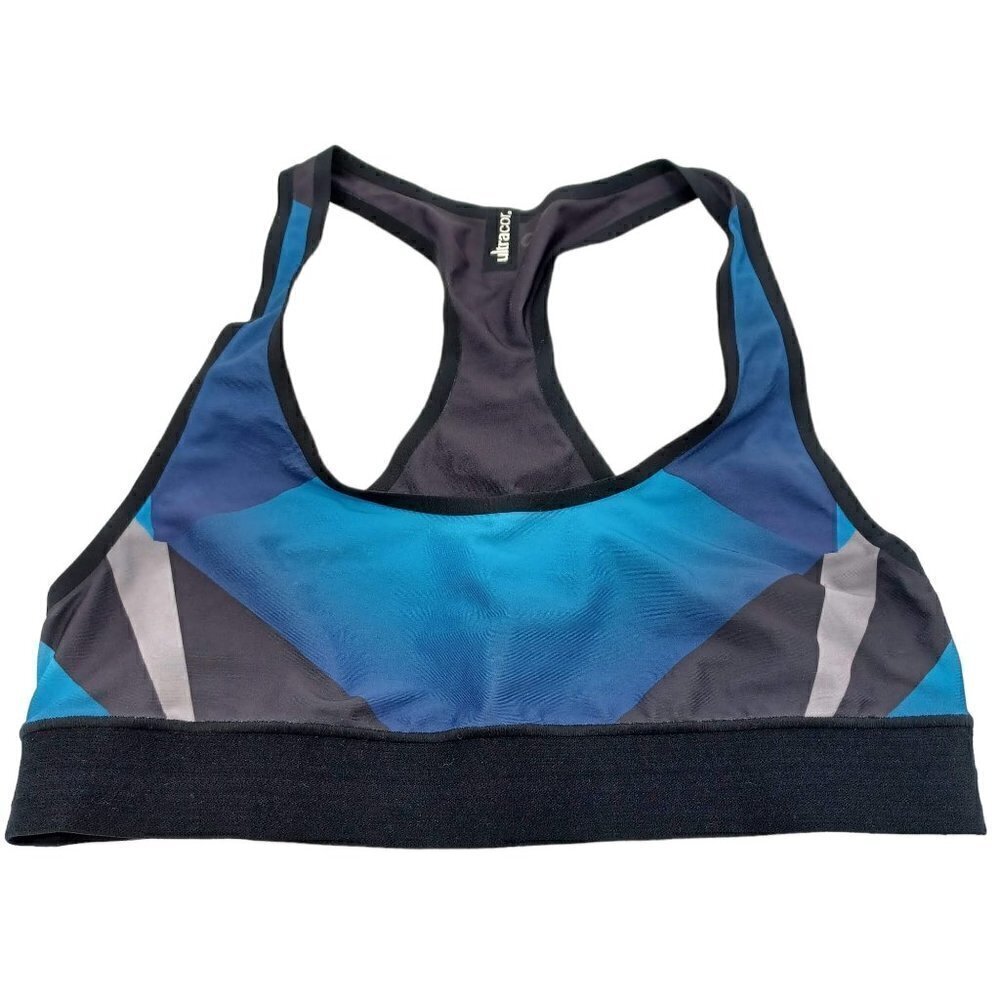 Ultracor Blue Printed Racerback Sports Bra Women's 2 XS Activewear Athleisure